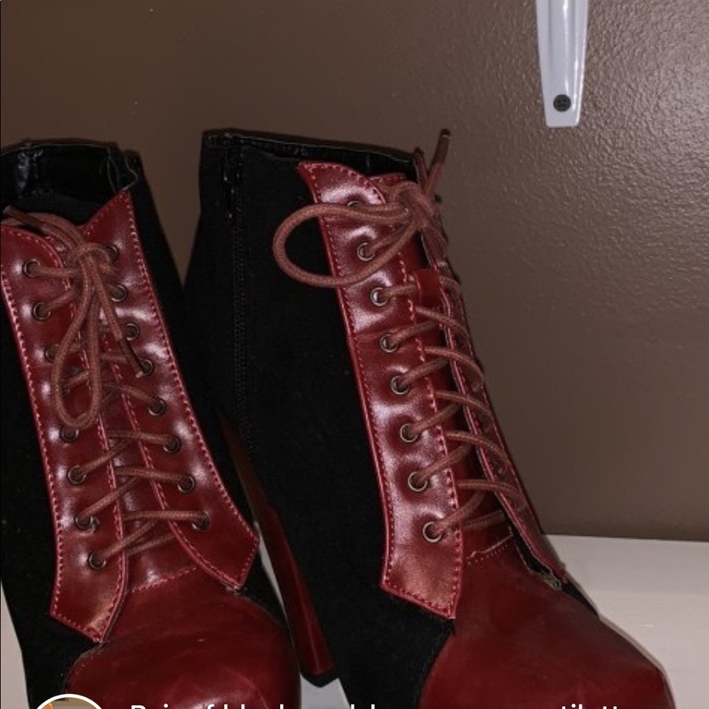 Burgundy and black